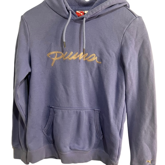 Light Blue Periwinkle PUMA Women’s Medium High End Thick Hoodie - Picture 7 of 8